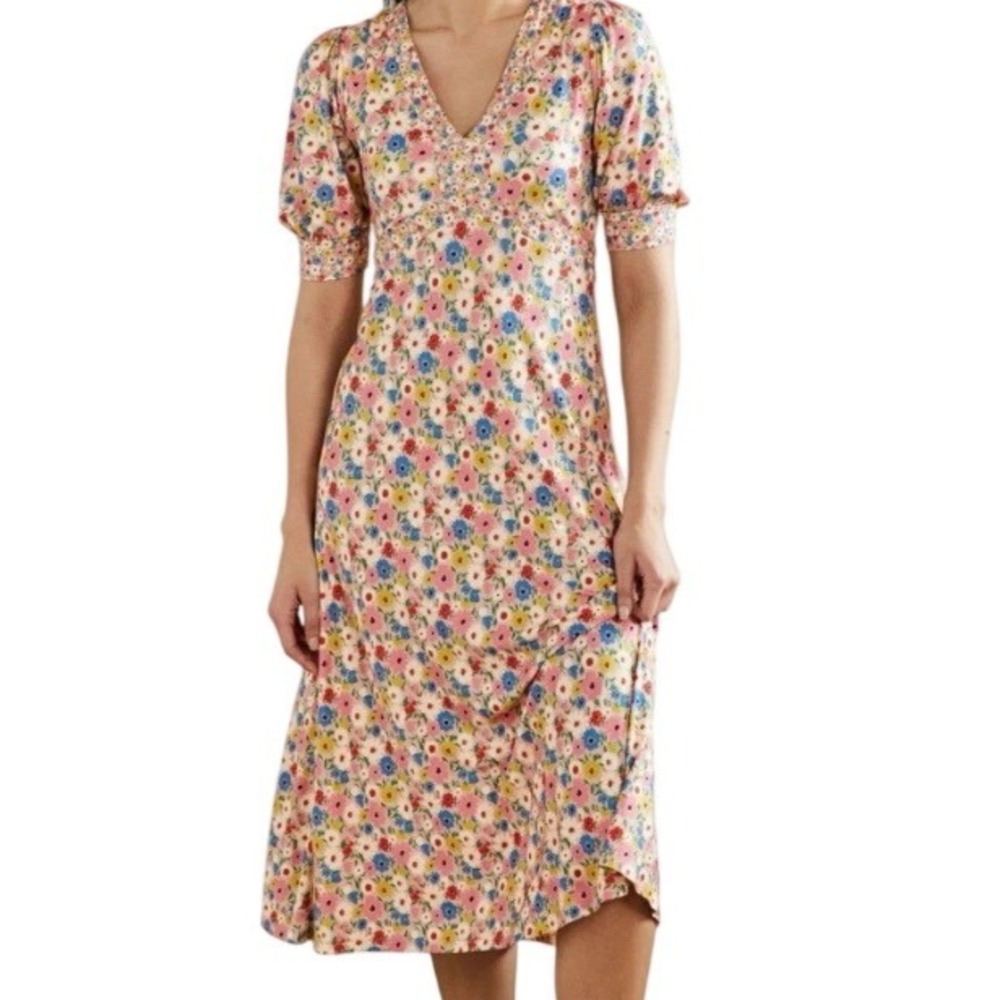 Boden Womens Eva Jersey Dress, Floral Daisy V-Neck Midi Dress US 20/22R D0024